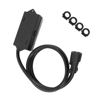 6 Ft Wiring Cable 7 Way Plug Inline Pre-Wired Trailer BLACK Cord w/Junction Box