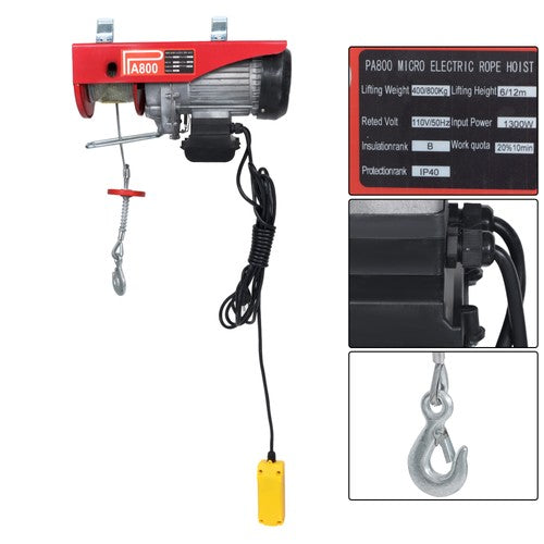 1760lbs Wired Remote Control Winch Overhead Crane Electric Wire Hoist
