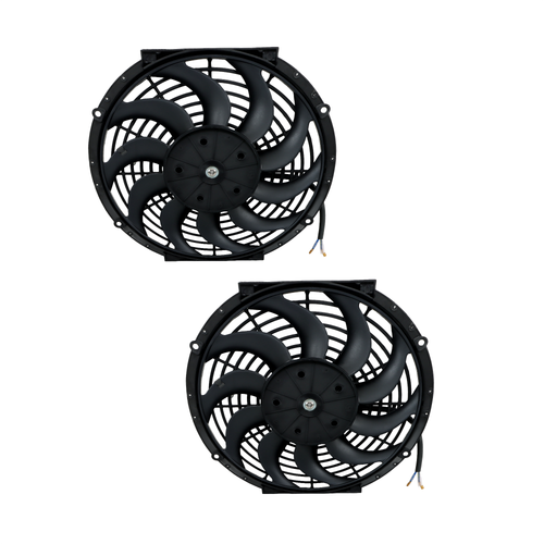 2× 12" Electric Radiator Cooling Slim Fans Push Pull Mount Black For Universal