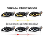 Full LED Headlights For Honda Civic 2006-2011 Sequential Headlamp Assembly Pair