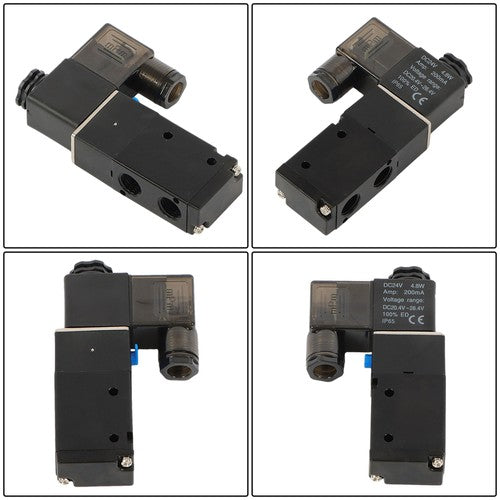 1/4" 3 Way 2 Position Inline Directional Control Electric Solenoid Valve 24V DC