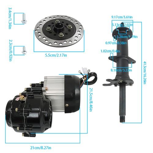 For 40"Rear Axle Kit Electric Brushless Differential 1000W Motor With 4 Stud Hub