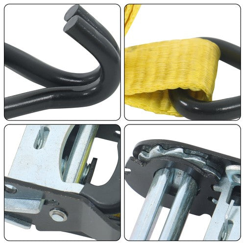 4 Pc 1.5" inch x 16' Ft Ratchet Tie Down Cargo Straps 1100 Lbs J Hooks