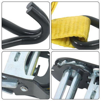4 Pc 1.5" inch x 16' Ft Ratchet Tie Down Cargo Straps 1100 Lbs J Hooks