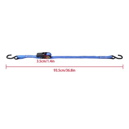 Ratchet Strap*2 Steel+Polyester Blue Fracture Strength 2400lbs 1in*4ft S Hooks