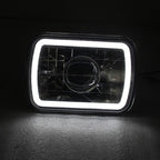7" 7X6 LED White CCFL Halo Diamond Cut Gray Lens Projector Headlights
