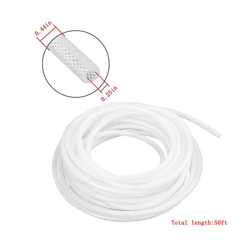 Plastic Vinyl Tubing 50 ft High Pressure Clear Braided Hose 1/4" ID × 7/16" OD