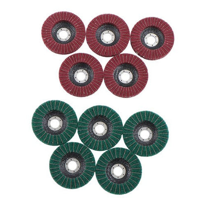 10 Pack 4-1/2 Inch Scour Flap Discs 120 and 240 Grit Grinding Sanding Discs