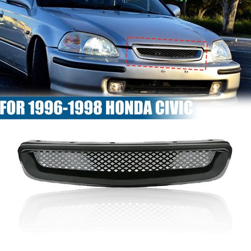 Black Mesh ABS Front Hood Grille Grill for 1996-1998 for Honda Civic EJ JDM