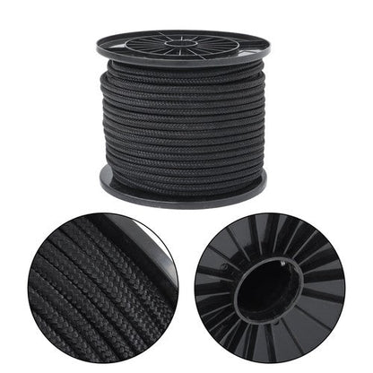 3/8in×250ft Nylon Solid Braid Rope High UV Abrasion Resistance Industrial Black