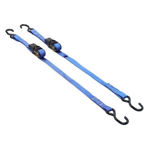 Ratchet Strap*2 Steel+Polyester Blue Fracture Strength 2400lbs 1in*4ft S Hooks