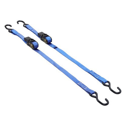 Ratchet Strap*2 Steel+Polyester Blue Fracture Strength 2400lbs 1in*4ft S Hooks