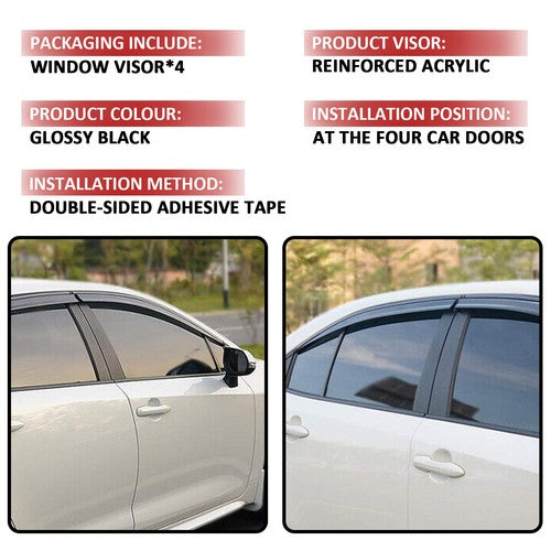 Window Vent Visor Sun Rain Guard Gloss Black 4PCS for 2008-2012 for Honda Accord