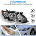 Headlights Headlamp Pair Black Housing for 2011-2013 for Toyota Corolla LE XLE