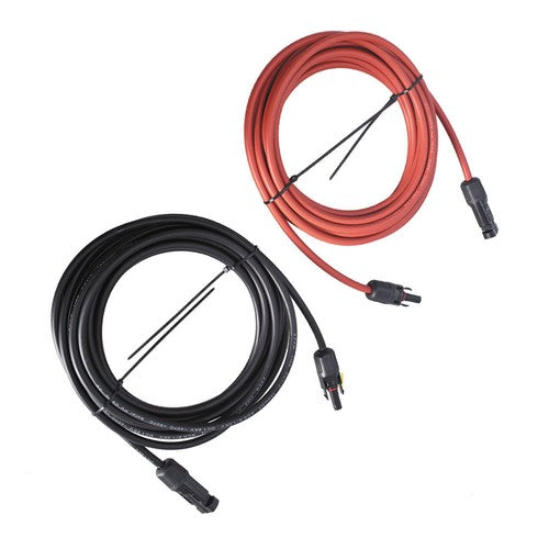 1 Pair 12AWG Black + Red Solar Panel Extension Cable Wire Connector