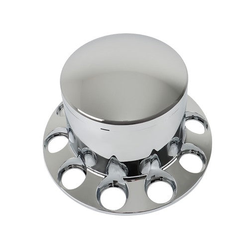 Semi Truck 33mm Chrome Wheel Axle Covers w/ Hub Caps Lug Nuts