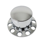 Semi Truck 33mm Chrome Wheel Axle Covers w/ Hub Caps Lug Nuts