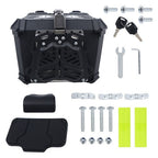45L  Aluminum Black Hard Motorcycle Trunk With Silver Hanging Plate Rear Trunk