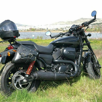 New For Sportster 883 Dyna Moto PU Leather Luggage Tool Saddlebag Saddle Bags