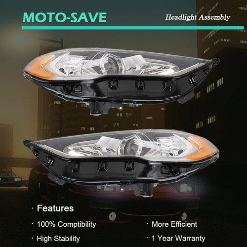 Headlight Fit For Ford Fusion 2017-2019 Headlamps Driver + Passenger Side Pair