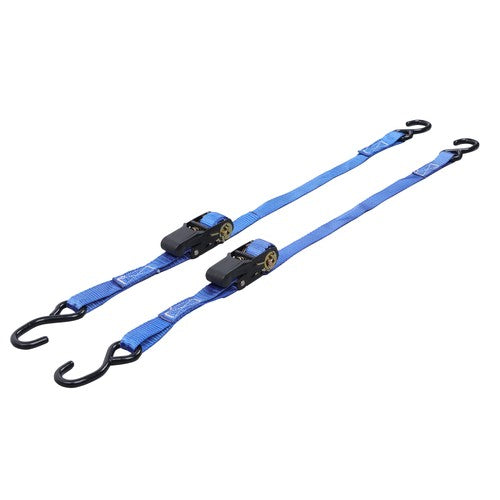Ratchet Strap*2 Steel+Polyester Blue Fracture Strength 2400lbs 1in*4ft S Hooks