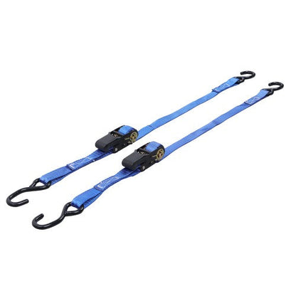 Ratchet Strap*2 Steel+Polyester Blue Fracture Strength 2400lbs 1in*4ft S Hooks