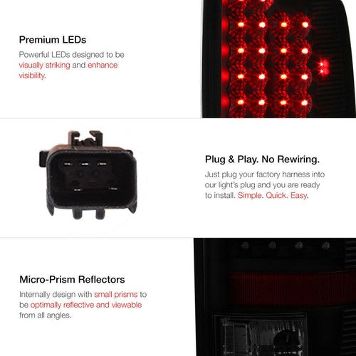 Smoked Black LED Tail Light Lamp One Pair Fit For Dodge Ram 1500 2500 3500 02-06