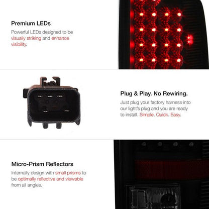 Smoked Black LED Tail Light Lamp One Pair Fit For Dodge Ram 1500 2500 3500 02-06
