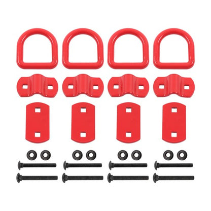 4 Pack 1/2 Inch Heavy Duty Bolt-On Forged D Ring 12000Lbs Break Strength Red