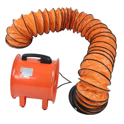 Portable Blower Steel 10 Inch, 1520 CFM 320W Industrial Orange 33ft Ducting
