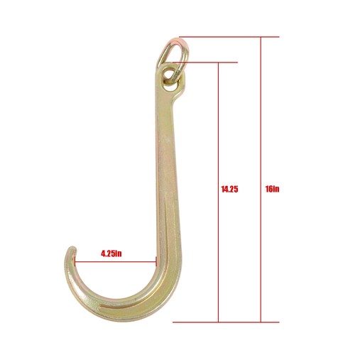 1 x J Hook Grade G70 Towing Hooks 15 Inch Roll Back Clevis 5400 Lbs Load Limit