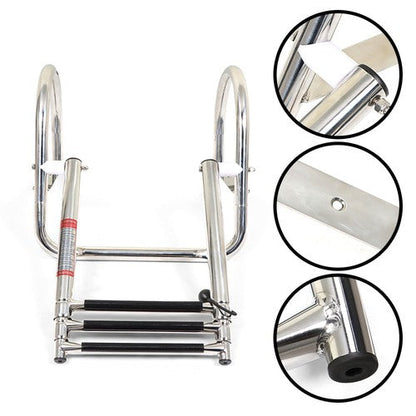 3 Steps Ladder Stainless Steel in-Board Telescoping For Marine Boat Yacht New