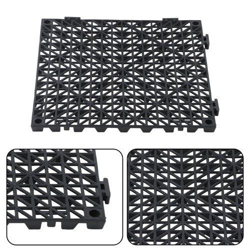 55PCS 12x12" Interlocking Drainage Floor Tiles Modular Interlocking Tile Black