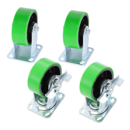 4 sets of 5' heavy-duty casters 2 side brakes and 2 straight wheels 4000lbs