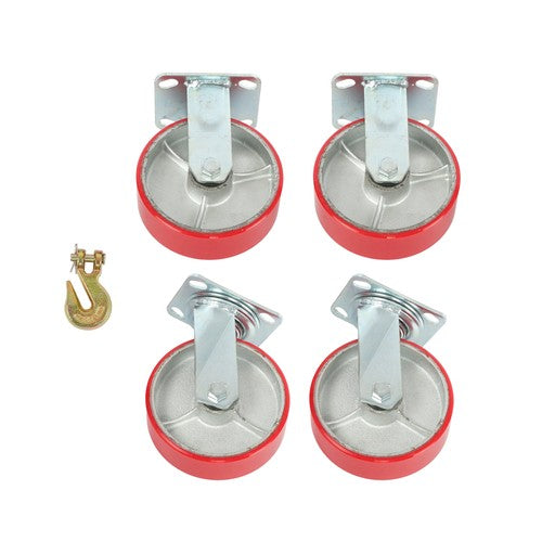 4 Pack Swivel Caster Wheels 6" × 2" Polyurethane 4800Lbs (2 Swivel & 2 Rigid)