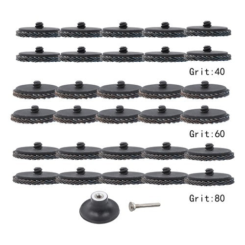 30 PCS 2 Inch Mixed Curved Roll Lock Quick Change Sanding Discs 40/60/80 Grit