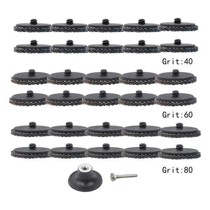 30 PCS 2 Inch Mixed Curved Roll Lock Quick Change Sanding Discs 40/60/80 Grit
