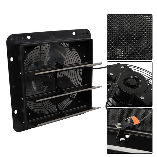 Wall Mounted 10" Shutter Exhaust Fan With Switch & Insect Mesh Low Noise 980 CFM
