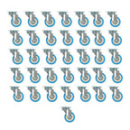 36 Pack Caster Swivel Plate On Blue Polyurethane Wheels 2" Size Wheels No Brake