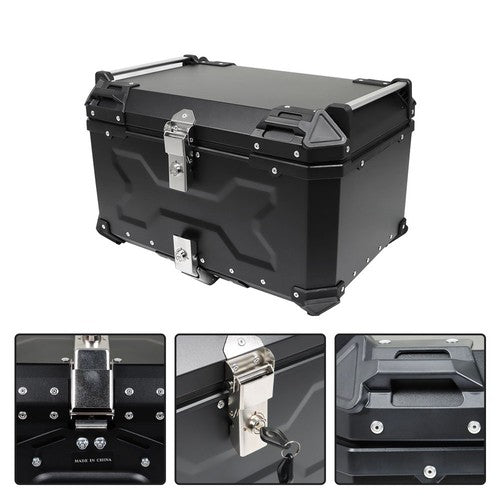 65L Black Motorcycle Tour Tail Box With Security Lock Waterproof Top Case