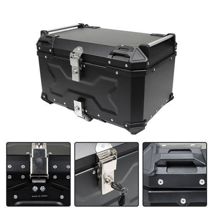 65L Black Motorcycle Tour Tail Box With Security Lock Waterproof Top Case