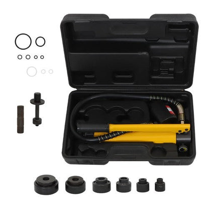 Hydraulic Knockout Punch Driver 10 Ton 1/2" to 2" With 6 Dies Tool Kit