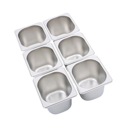 6 Pack 6 Inch Deep Thickened 1/6 Size Stainless Steel Steam Table Pans