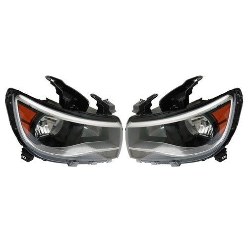 Headlights Black Fit For Chevy Colorado 2015-2022 Halogen Projector LH & RH Pair