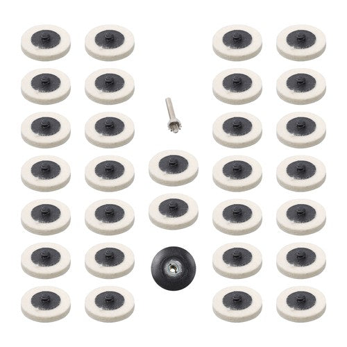 30Pcs 2" - 8mm Thick Wool Fabric Disc Polishing Buffing Pads Wheels 1/4" Shank