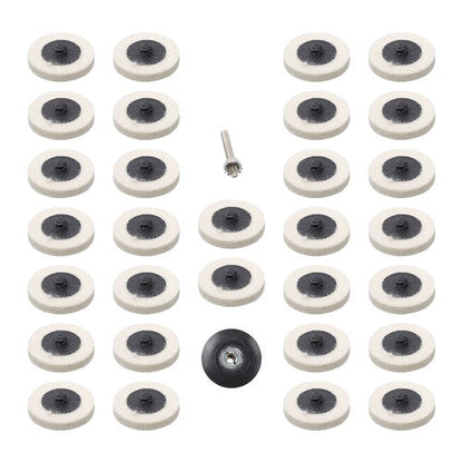 30Pcs 2" - 8mm Thick Wool Fabric Disc Polishing Buffing Pads Wheels 1/4" Shank