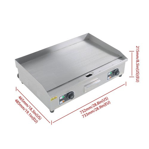 30 Inch Commercial Electric Griddle 3000W Countertop Flat Top Grill 122℉-572℉