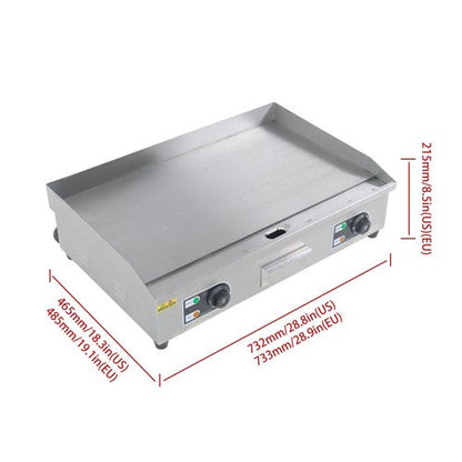 30 Inch Commercial Electric Griddle 3000W Countertop Flat Top Grill 122℉-572℉