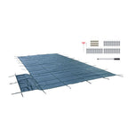 Inground Pool Safety Cover Fits 18 x 36ft With Right Steps Mesh Solid