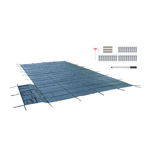 Inground Pool Safety Cover Fits 18 x 36ft With Right Steps Mesh Solid